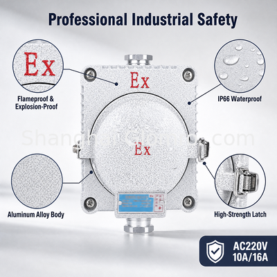 Explosion Proof Wall Socket IP66 Aluminum Alloy Industrial Flameproof Socket 10A 16A 3/5 Holes AC220V
